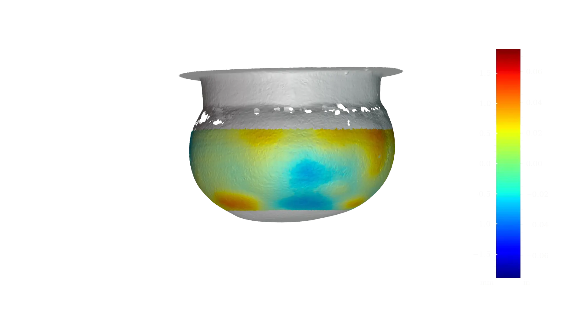 Figure 16 - RV003 interior cavity, RMSD: 570 μm | 22.4 thou, Range: 3204 μm | 126.1 thou